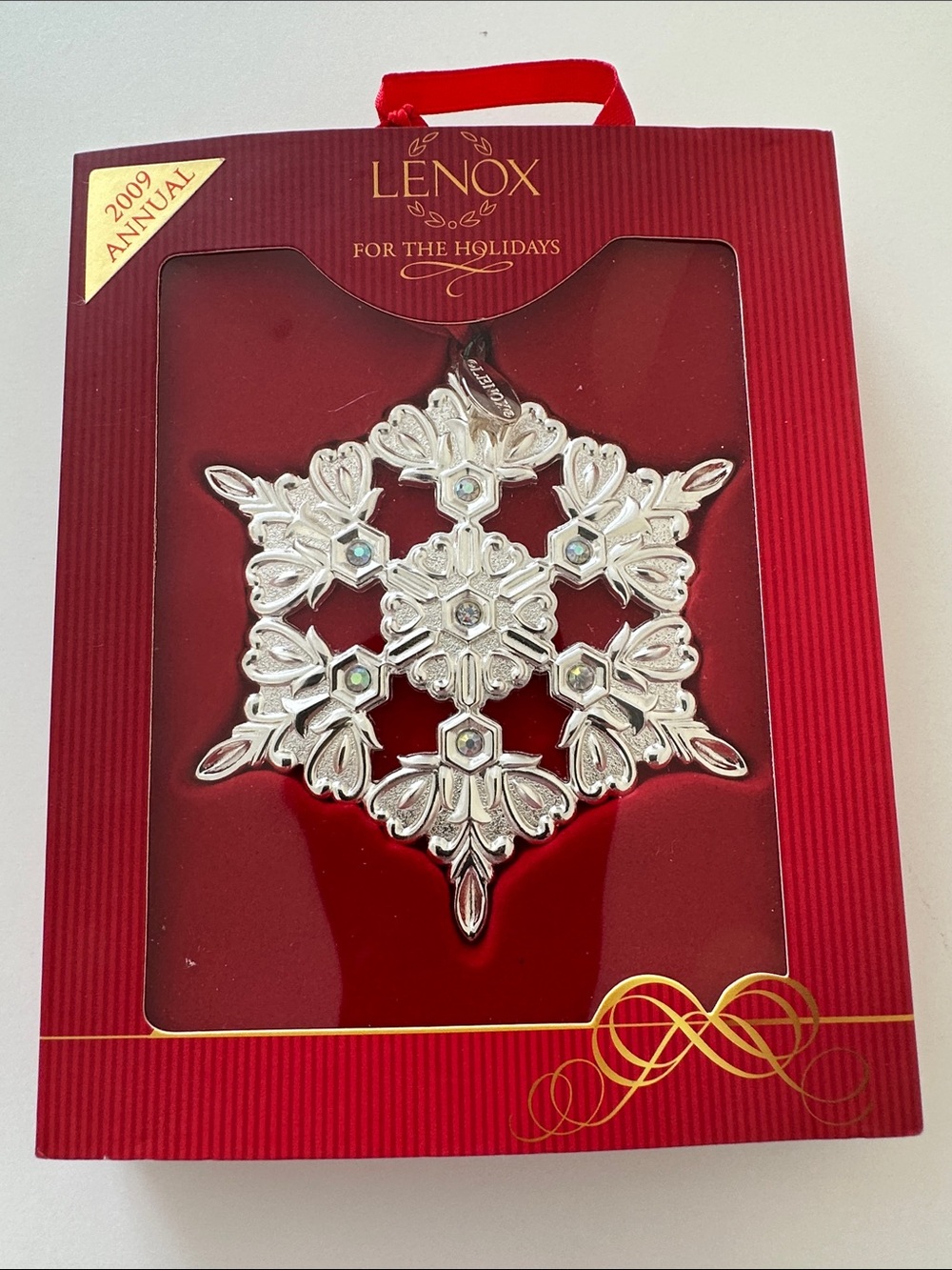 Lenox Silver Snowflake Ornament with Iridescent Accents